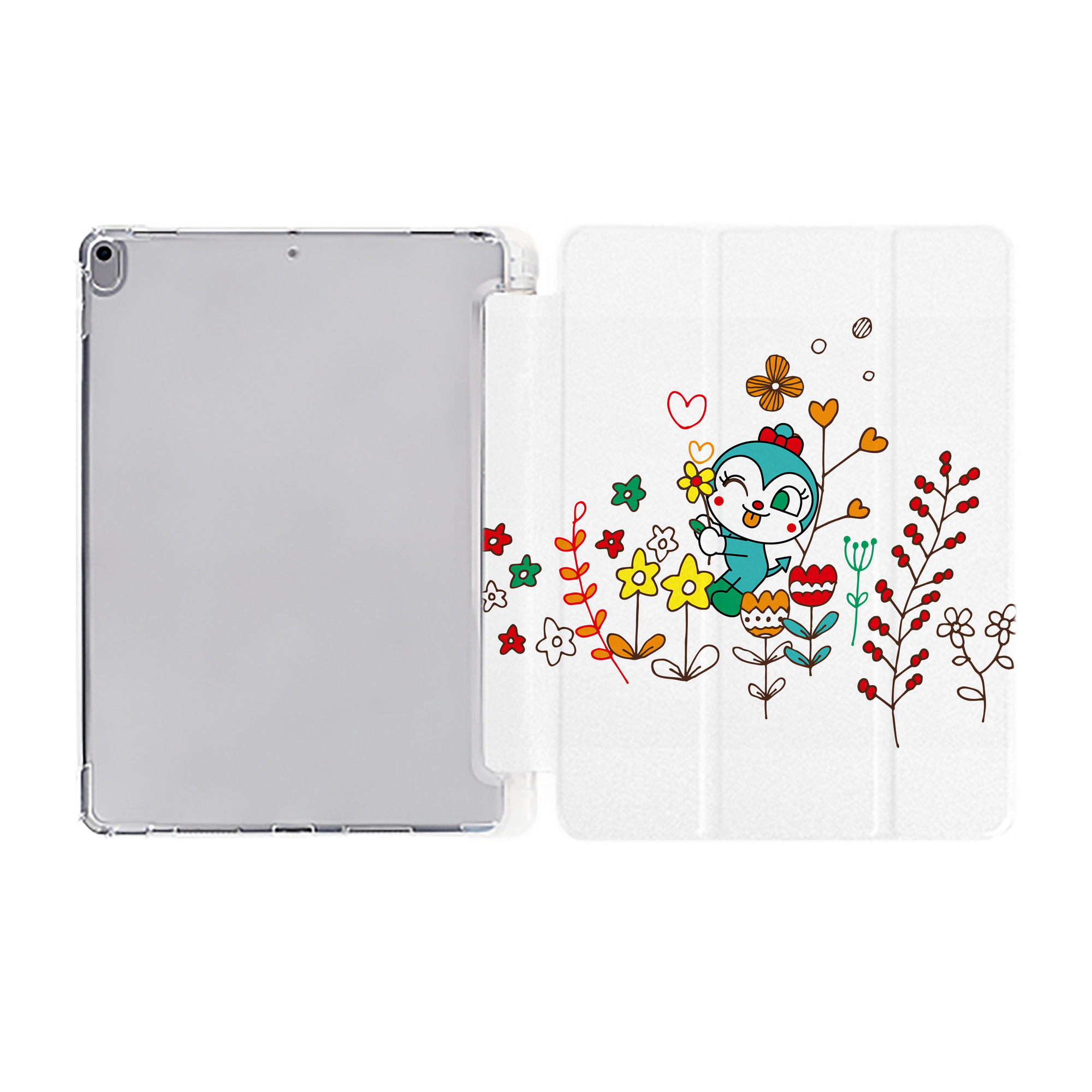（画像用） アンパンマン Anpanman IPad ケース ペン収納付き 三つ折りスタンド PUレザー×シリコン 対応機種9.5/10.5/10.9インチ